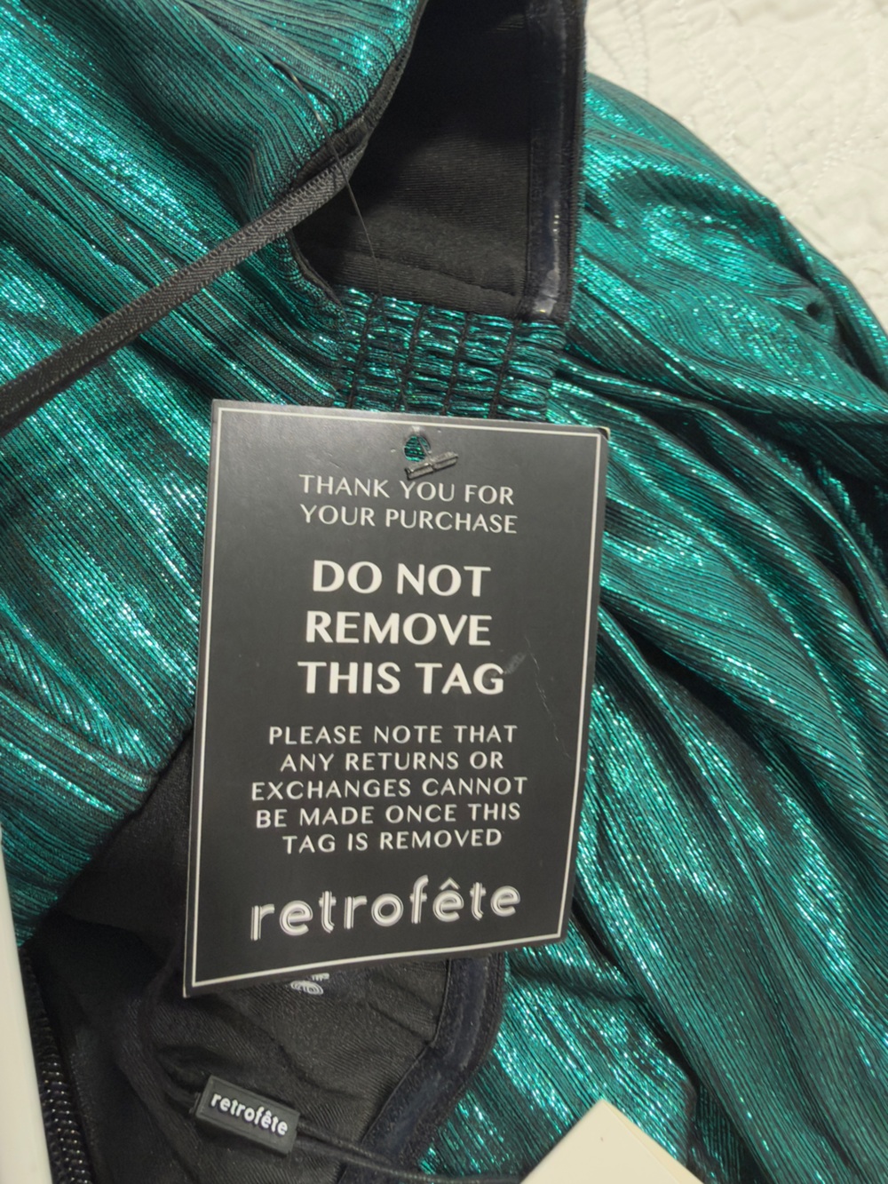 Retrofete Shimmery Emerald Strapless High-Slit Maxi Dress with Belt - Picture 14 of 15